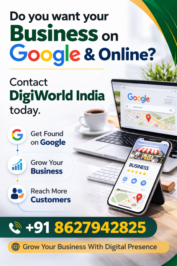 Grow your business on Google with DigiWorld India digital marketing services including online presence, local SEO and customer reach