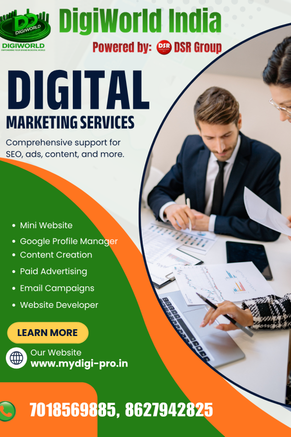 DigiWorld India digital marketing services including SEO, Google Ads, content creation, email marketing and website development