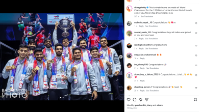 Chirag Shetty and Team India celebrate Thomas Cup 2026 bronze medal with viral Kavkaz reel trend dance.