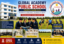 Global Academy Public School Paonta Sahib campus with spacious playground, well-ventilated classrooms, martial arts training, and national-level kabaddi coaching facilities.