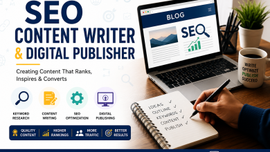 Professional SEO Content Writer creating optimized blog content for digital publishing and Google search rankings