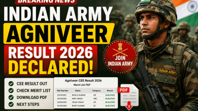 Indian Army Agniveer Result 2026 declared with soldier, merit list PDF, and official Join Indian Army recruitment theme.