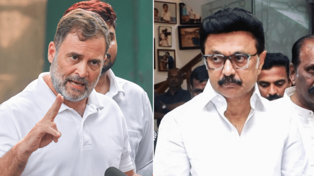DMK Slams Rahul Gandhi Amid Delhi Protest, Questions Silence on TN SIR Deletions